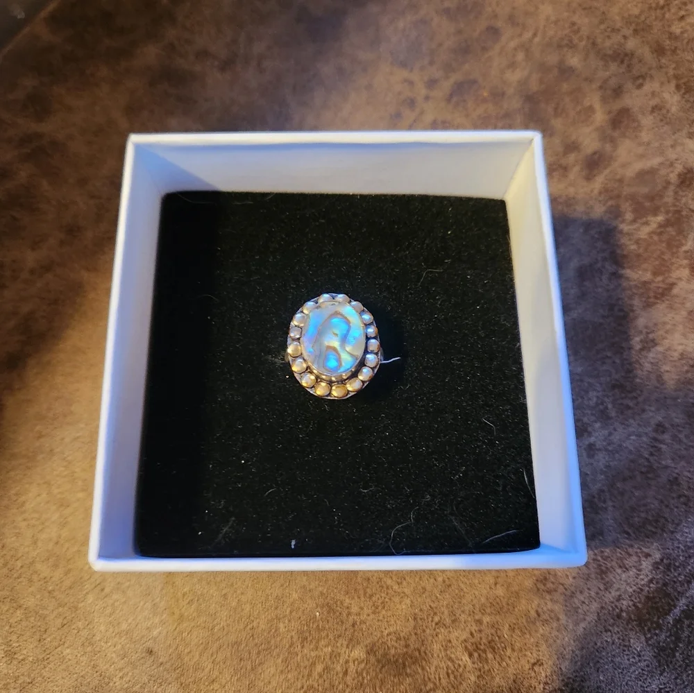 VINTAGE ALBALONE SHELL SZ 9 925 RING - Picture 5 of 5